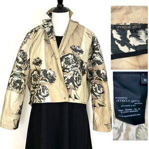 Annette Gortz Germany Art-to-Wear Textured Floral Sculptural Jacket Medium